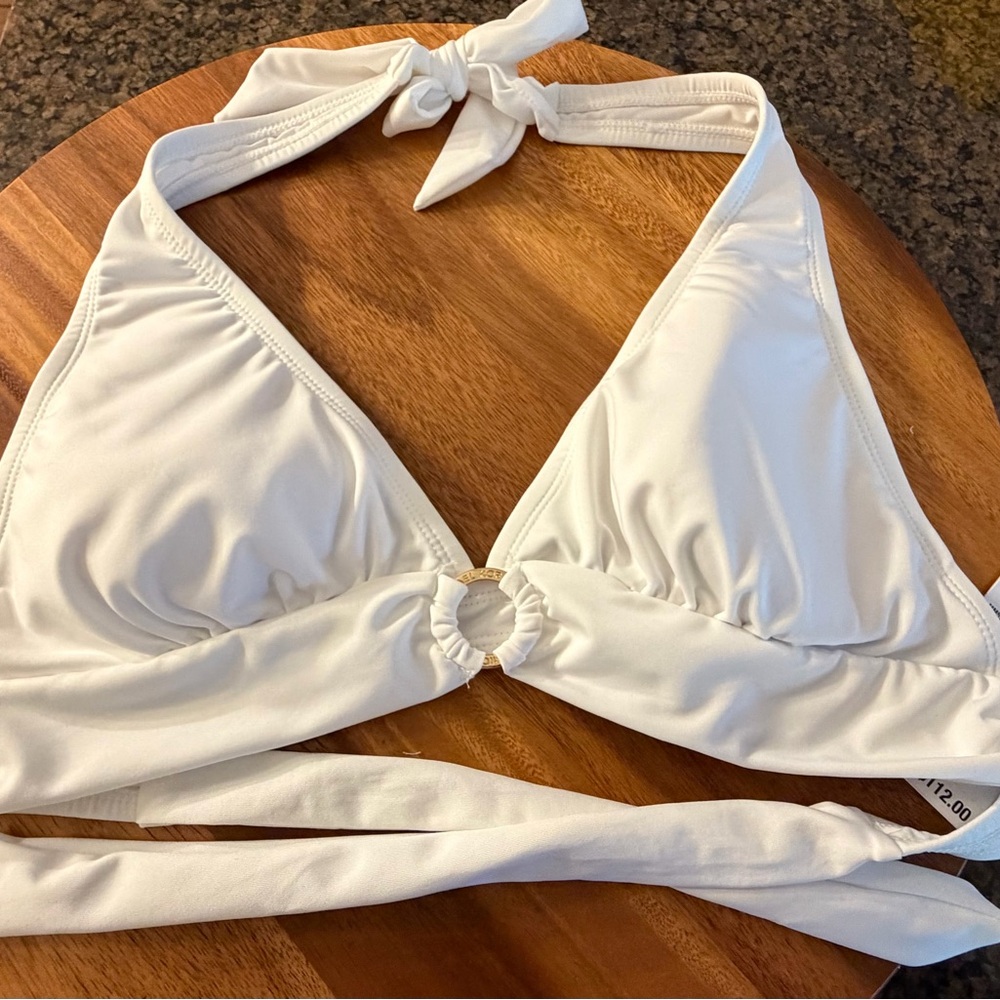Micheal Kors White Halter Bikini Set Size L NWT